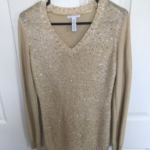 Gold sequin charter club sweater